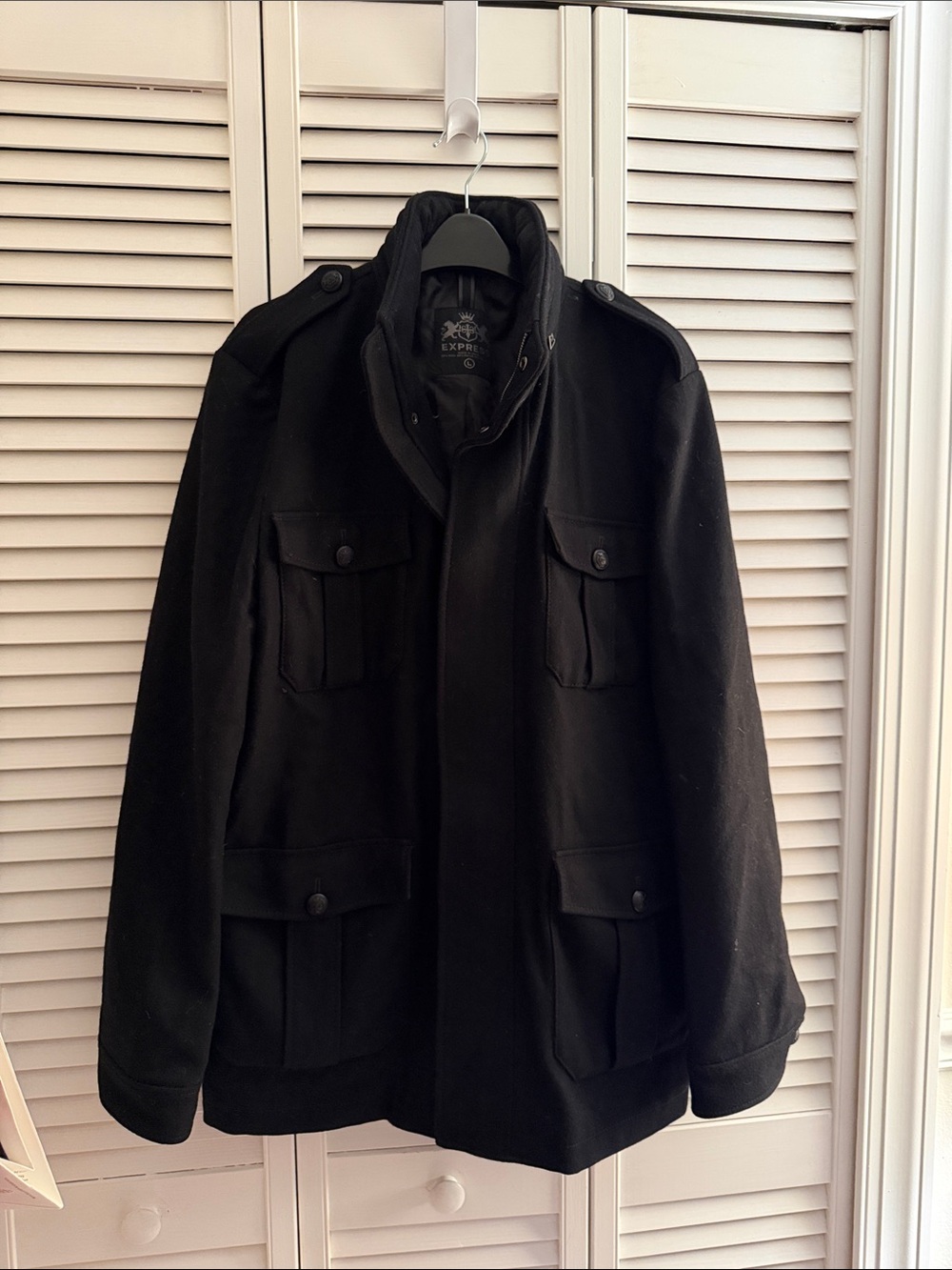 Express Black Military-Style Field Jacket